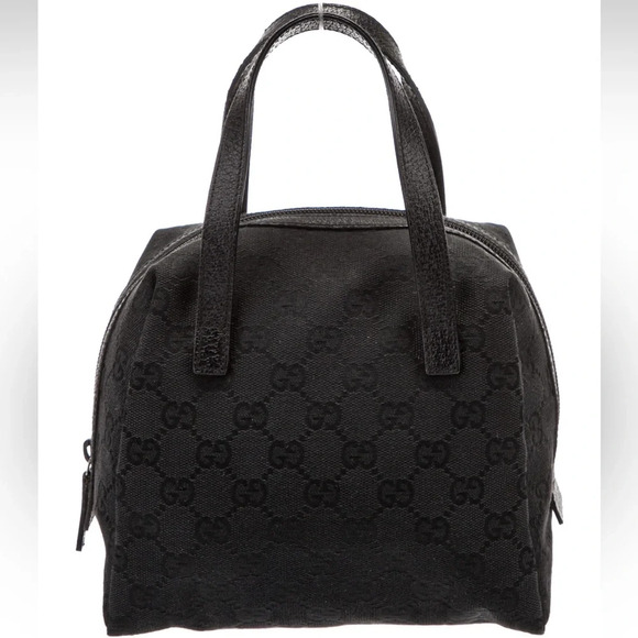Vintage Mini Gucci GG Logo Top Handle Black Canvas Bag - Picture 4 of 14